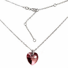 Load image into Gallery viewer, Sterling Silver Italian Heart Ant Pink Swarovski Necklace