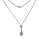 Italian Sterling Silver Rhodium Plated Popcorn Chain Smoky Swarovski Necklace with Lobster Claw Clasp Closure