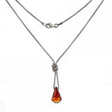 Italian Sterling Silver Rhodium Plated Popcorn Chain Red Swarovski Necklace with Lobster Claw Clasp Closure