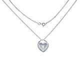 Sterling Silver 16  Rolo Chain Necklace with Cz Heart PendantAnd Pendant Dimension of 16MMx19.05MM