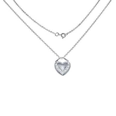 Sterling Silver 16  Rolo Chain Necklace with Cz Heart PendantAnd Pendant Dimension of 16MMx19.05MM