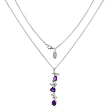 Load image into Gallery viewer, Sterling Silver Rolo Chain With Multi Shape Amethyst Pendant Necklace