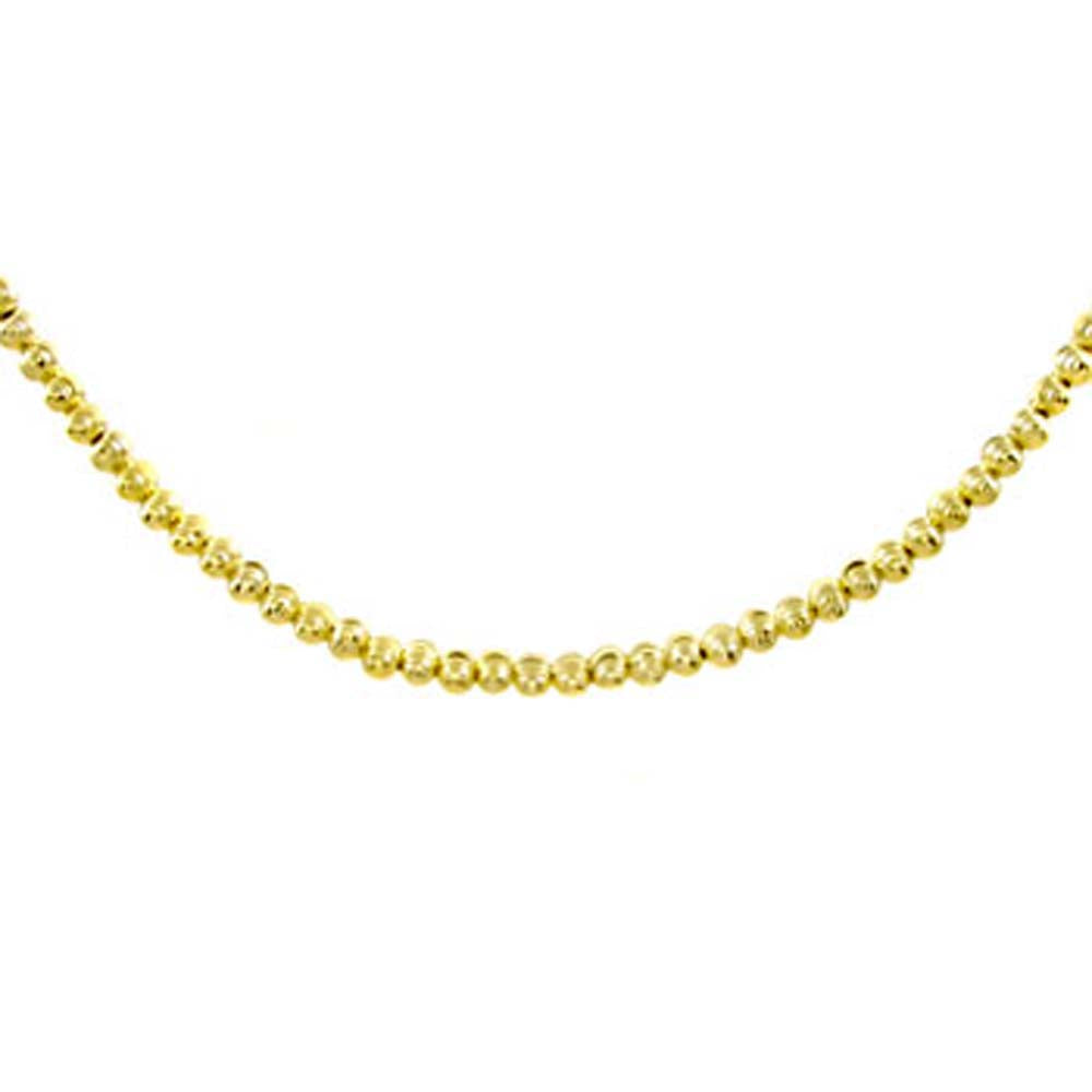 Sterling Silver Gold Plated 4MM Half Moon Bead Necklace with Gauge Width of 4MM and Lobster Clasp Closure