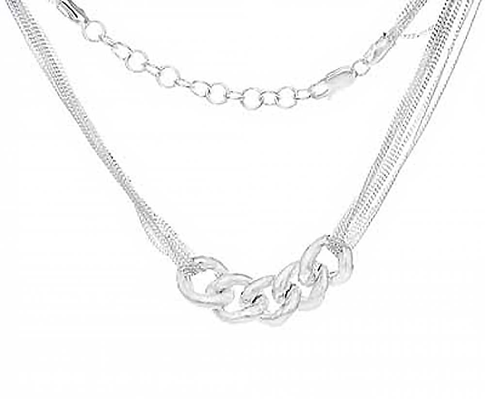 Sterling Silver Fancy Curb Chain Necklace with Necklace Length of 16  and Extension of 2 And Lobster Clasp Closure