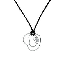 Load image into Gallery viewer, Sterling Silver Polyester Necklace with Rhodium Finished Heart Shape Round Cz PendantAnd Pendant Dimension of 30MMx31.75MM