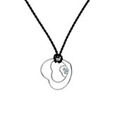 Sterling Silver Polyester Necklace with Rhodium Finished Heart Shape Round Cz PendantAnd Pendant Dimension of 30MMx31.75MM