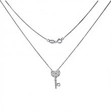 Load image into Gallery viewer, Sterling Silver 17  Rolo Chain Necklace with Cz Key PendantAnd Pendant Dimension of 9MMx19.05MM