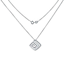 Load image into Gallery viewer, Sterling Silver 16  1MM Diamond Cut Figaro Chain Necklace with Greek Design Cz PendantAnd Pendant Dimension of 21MMx22.23MM