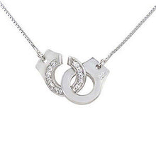 Load image into Gallery viewer, Sterling Silver 0.8MM Box Chain Necklace with Handcuff PendantAnd Pendant Dimension of 12MMx25.4MM