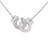 Sterling Silver 0.8MM Box Chain Necklace with Handcuff PendantAnd Pendant Dimension of 12MMx25.4MM