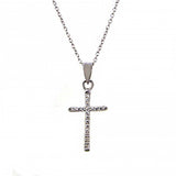 Sterling Silver 16  Cable Chain Necklace with Cz Small Cross PendantAnd Pendant Dimension of 11MMx25.4MM