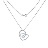 Sterling Silver 18  0.8MM Diamond Cut Snake Chain Necklace with Cz Heart PendantAnd Pendant Dimension of 21MMx22MM