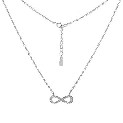 Sterling Silver 17  1MM Rolo Chain Necklace with Infinity SignAnd Pendant Width of 17MM and Pendant Face Height of 8MM