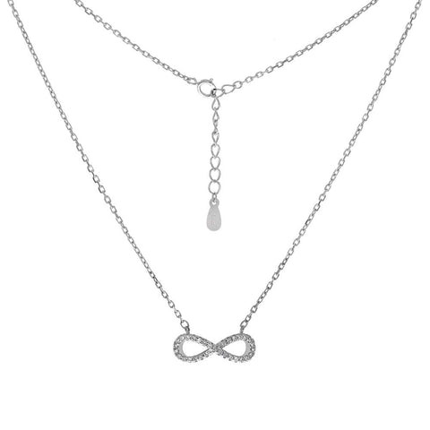 Sterling Silver 17  1MM Rolo Chain Necklace with Infinity SignAnd Pendant Width of 17MM and Pendant Face Height of 8MM