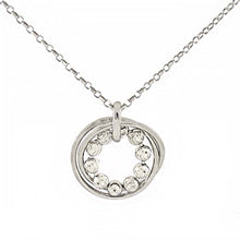 Load image into Gallery viewer, Italian Sterling Silver Rhodium Finished 17  Diamond Cut Rolo Chain Necklace with Moon Cut Bead PendantAnd Pendant Diameter of 19.05MM and a Chain Extension of 1