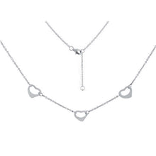 Load image into Gallery viewer, Sterling Silver Floating Hearts Necklace with Necklace Length of 16  and an Extension of 1