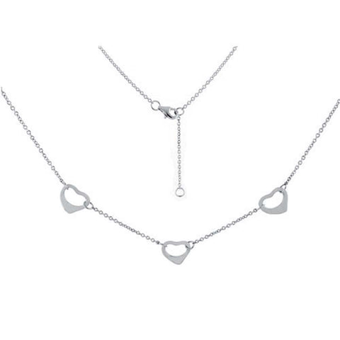 Sterling Silver Floating Hearts Necklace with Necklace Length of 16  and an Extension of 1