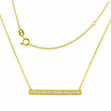 Load image into Gallery viewer, Sterling Silver Gold Plated Chain Necklace with Cz Bar PendantAnd Chain Length of 17