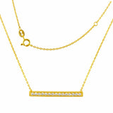 Sterling Silver Gold Plated Chain Necklace with Cz Bar PendantAnd Chain Length of 17