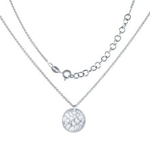 Load image into Gallery viewer, Sterling Silver Hammer Cut Round Tag Necklace with Necklace Chain Length of 16  and an Extension of 2
