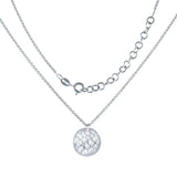 Sterling Silver Hammer Cut Round Tag Necklace with Necklace Chain Length of 16  and an Extension of 2