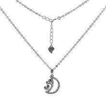 Load image into Gallery viewer, Sterling Silver Double Heart With CZ Moon Necklace