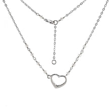 Load image into Gallery viewer, Sterling silver White Pearls with Floating Heart Rhodium Necklace