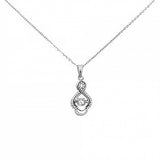 Sterling Silver Italian Cable D/C Chain W. CZ in Motion Necklace