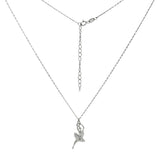 Sterling Silver Diamond Cut Cable Chain With Ballerina CZ Rhodium Necklace