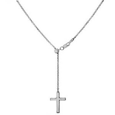 Sterling Silver Cross Sliding Necklace with Necklace Length of 457.2MM and Lobster Clasp ClosureAnd Extension Length of 2