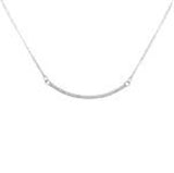 Sterling Silver Italian Cable chain W. CZ Bar Necklace