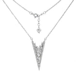 Sterling silver V Shape Pave Cubic Zirconia Necklace