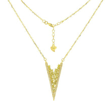 Load image into Gallery viewer, Sterling silver V Shape Yellow and White CZ Gold Plated Necklace