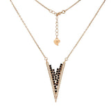 Sterling silver V Shape Black and White CZ W. Rose Gold Plated Necklace