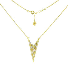 Load image into Gallery viewer, Sterling silverV Shape White CZ Gold Plated Necklace