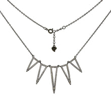 Load image into Gallery viewer, Sterling Silver Italian Black Rhodium W. White Cubic Zirconia Necklace