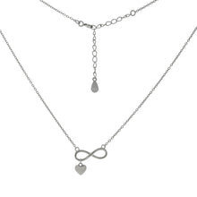 Load image into Gallery viewer, Sterling Silver Infinity With Dangle Heart Rhodium Necklace