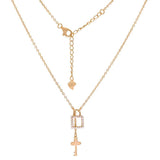 Sterling Silver CZ Lock And Key Pendant Rose Gold Plated Necklace