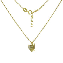 Load image into Gallery viewer, Sterling Silver Cubic Zirconia Heart and Key Gold Plated Pendant Necklace - silverdepot