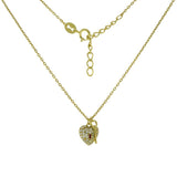 Sterling Silver Cubic Zirconia Heart and Key Gold Plated Pendant Necklace