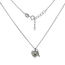 Load image into Gallery viewer, Sterling Silver Cubic Zirconia Heart and Key Rhodium Pendant Necklace - silverdepot