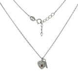Sterling Silver Cubic Zirconia Heart and Key Rhodium Pendant Necklace