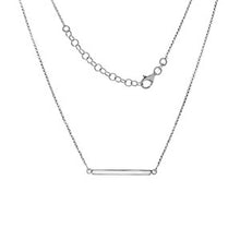 Load image into Gallery viewer, Italian Sterling Silver Diamond Cut Rolo Chain Straight Bar Necklace with Chain Extension of 2  and Lobster Claw Clasp Closure