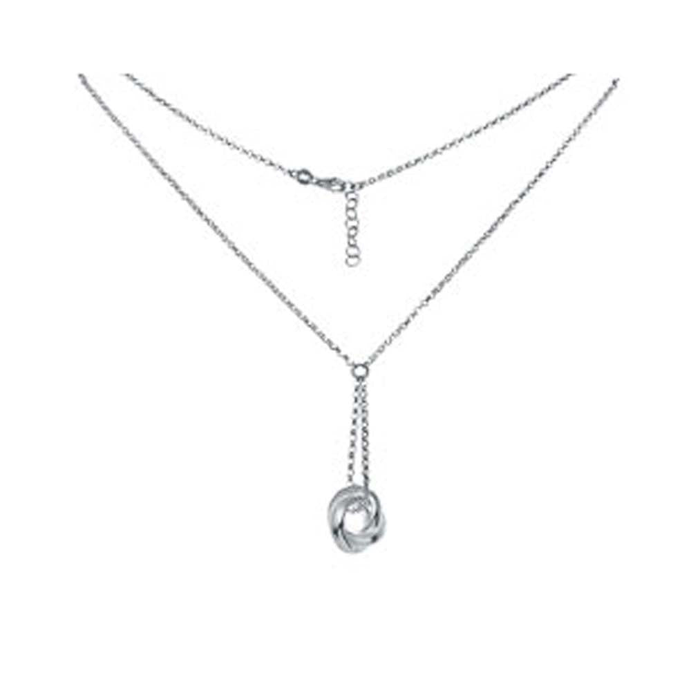 Italian Sterling Silver Fashionable Diamond Cut Rolo Necklace with Trinity BandsAnd Adjustable Length of 17  Plus 1  Extension and Lobster Clasp