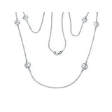 Italian Sterling Silver Fancy Long Necklace with Round DesignAnd Necklace Length of 35  and Lobster Clasp