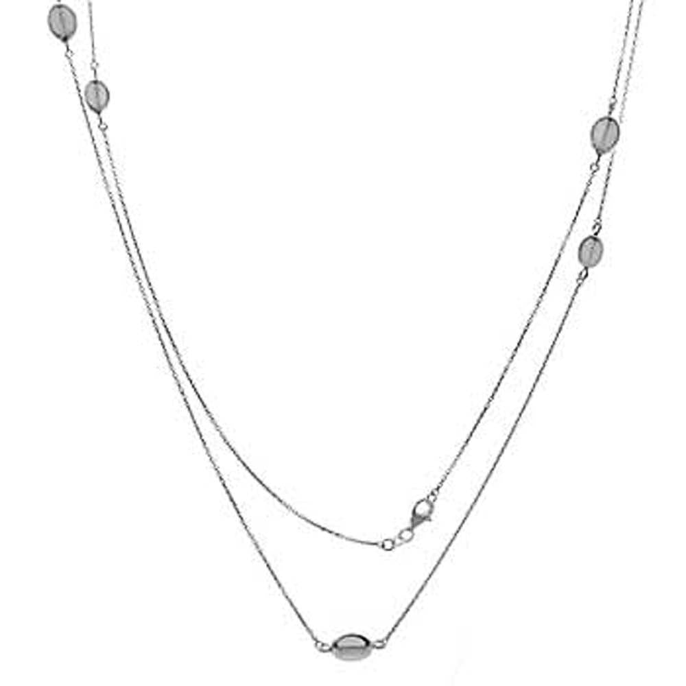 Sterling Silver Italian Fancy Rolo D/C Long Necklace