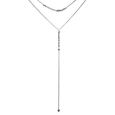 Italian Sterling Silver Diamond Cut Rolo Chain Y Necklace with Chain Extension of 1  and Lobster Claw Clasp Closure