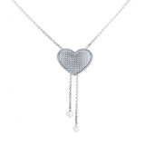 Sterling Silver Rolo Chain Diamond Cut Hammer Heart Sliding Necklace with an Adjustable Length up to 24