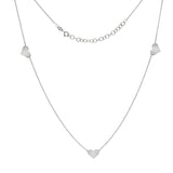 Sterling Silver Rolo With Polished Hearts Necklace