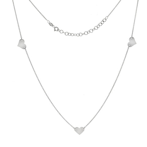 Sterling Silver Rolo With Polished Hearts Necklace